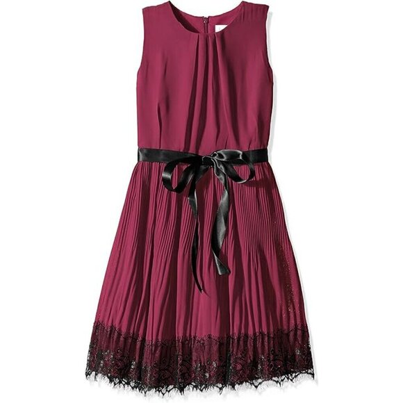 Blush by Us Angels Girls Chiffon Sleeveless Dress Lace Trim Knee Length - Picture 1 of 16